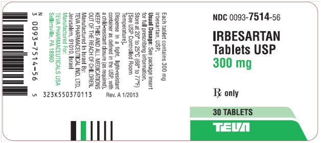 Irbesartan Tablets USP 300 mg, 30s Label