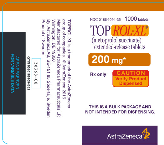 TOPROL-XL 200 mg 1000 Tablets Bottle Bulk package not intended for dispensing