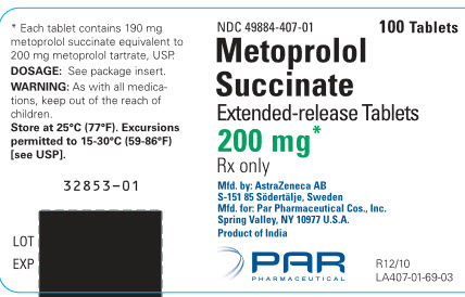 Metoprolol Succinate 200mg  bottle label
