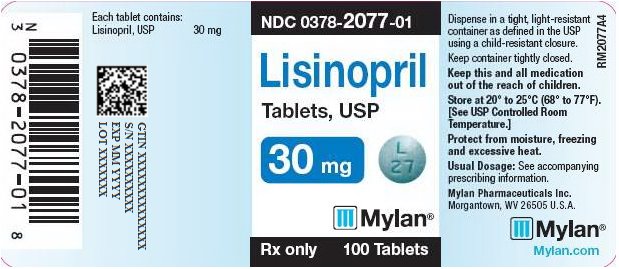 Lisinopril Tablets 30 mg Bottle Label