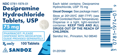 Desipramine Hydrochloride 75 mg Label