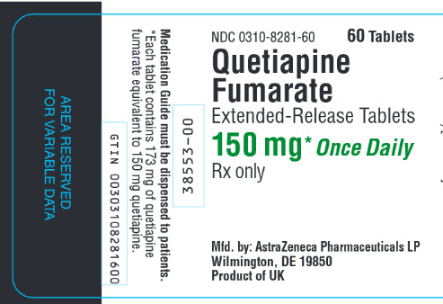 Quetiapine Fumarate 150 mg 60 Count Label