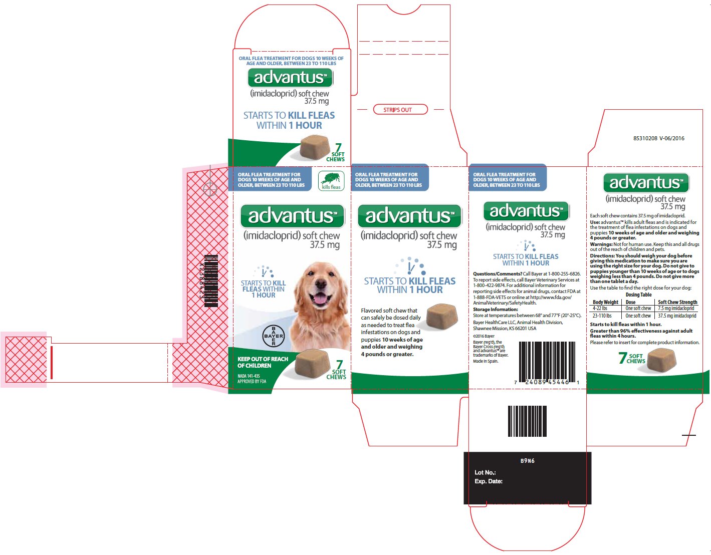 advantus™ (imidacloprid) soft chew 37.5 mg carton label