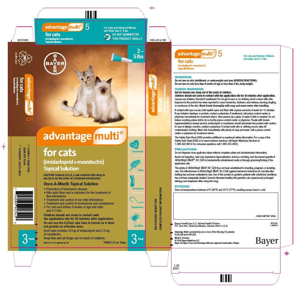 advantage multi for cats (imidacloprid + moxidectin) Topical Solution label - 2-5 lbs cats