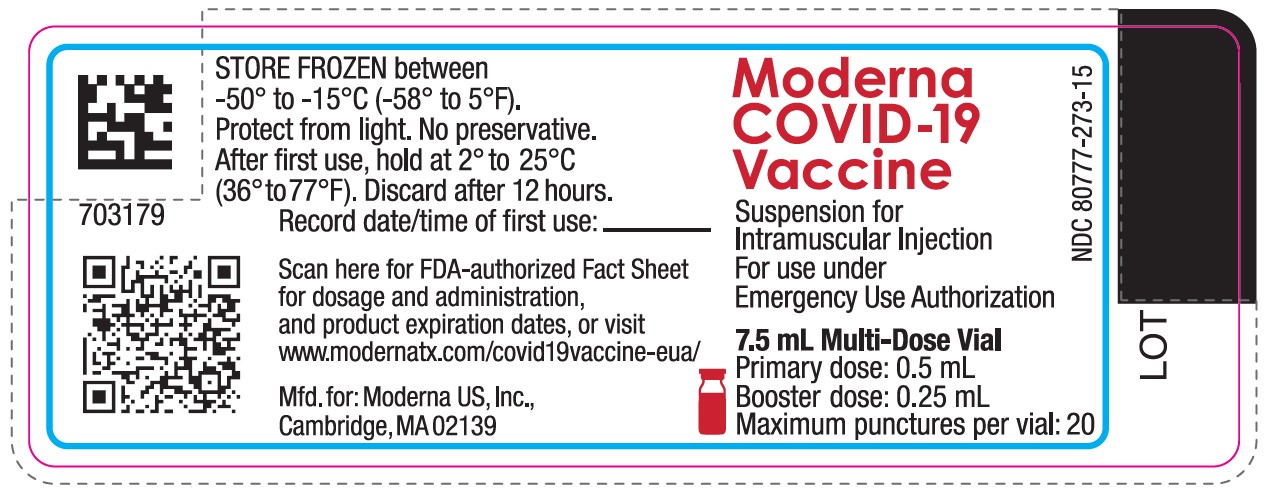 Moderna COVID-19 Vaccine Suspension for Intramuscular Injection for use under Emergency Use Authorization 7.5 mL Multi-Dose Vial