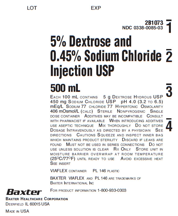 Dextrose & Sodium Chloride Representative Container Label NDC 0338-0085-03