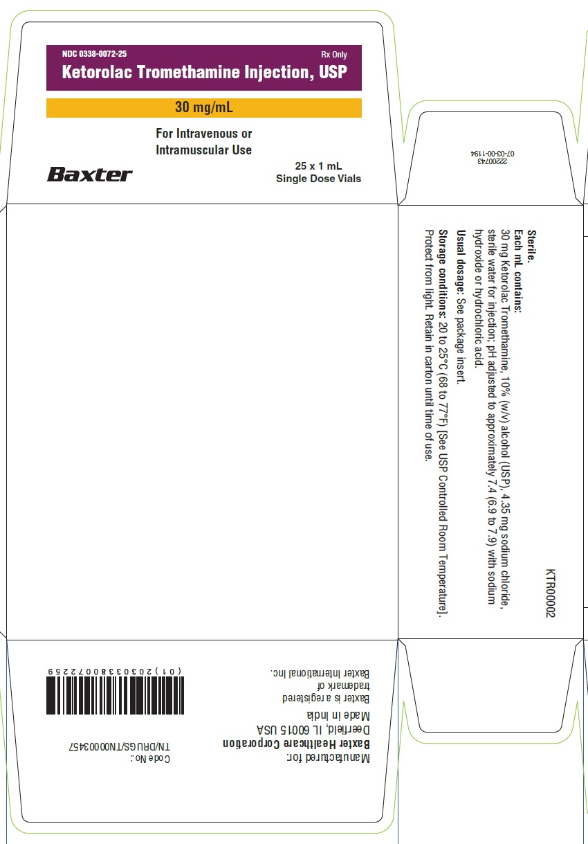 Ketorolac Representative Carton Label 0338-0072-25 1 of 2