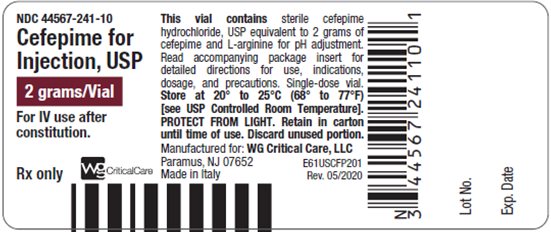 Cefepime for Injection, USP 2 gram vial label image