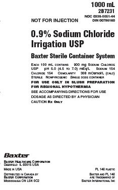 Representative Container Label for 0.9% Sodium Chloride Irrigation USP