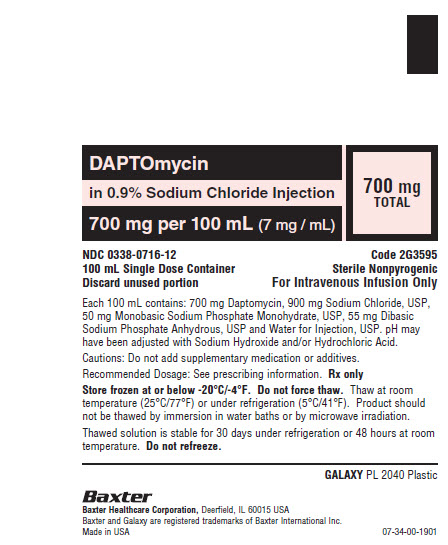 Daptomycin Representative Container Label 0338-0716-12 1 of 2