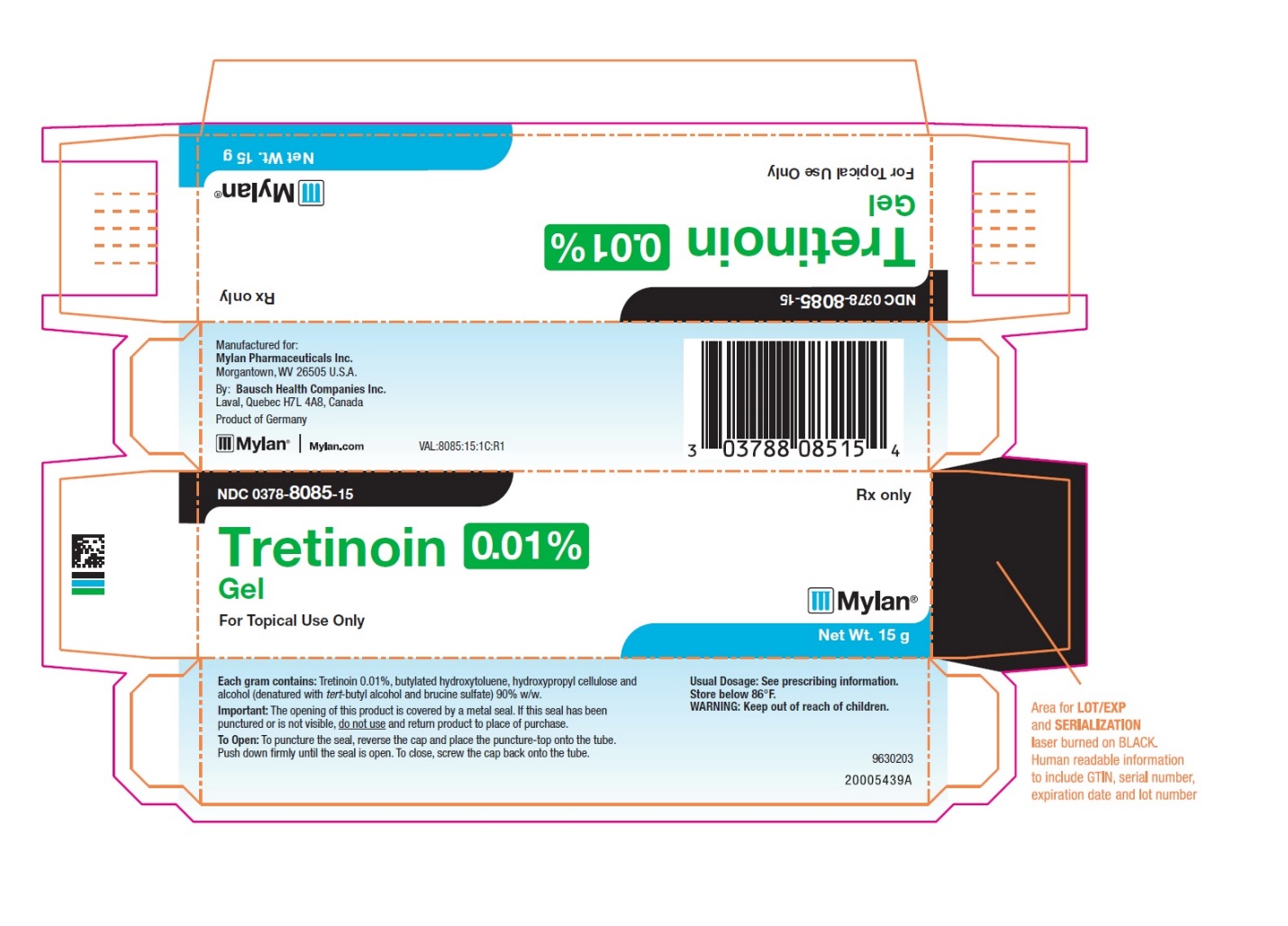 Tretinoin Gel 0.025% Carton Label