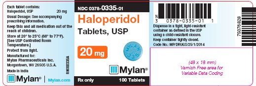 Haloperidol Tablets 20 mg Bottle Label