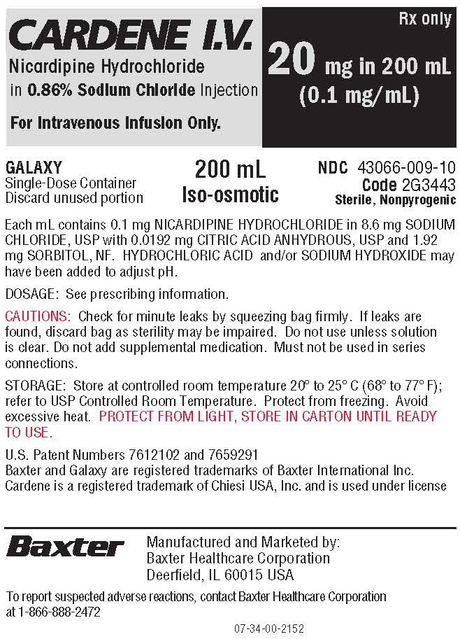 CARDENE Representative 20 mg Container Label 1 of 2 NDC 43066-009-10