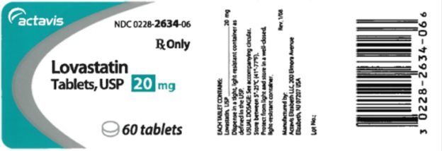 Lovastatin Tablets USP 20 mg, 60s Label
