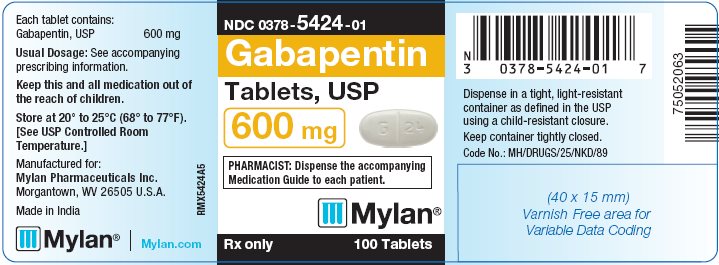 Gabapentin Tablets, USP 600 mg Bottle Label