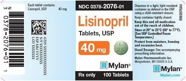 Lisinopril Tablets 40 mg Bottle Label