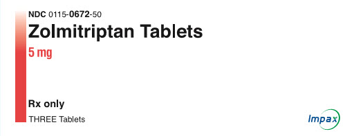 Zolmitriptan Tablets 5 mg Carton - 3 Tablets