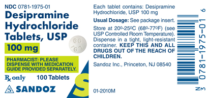 Desipramine Hydrochloride 100 mg Label