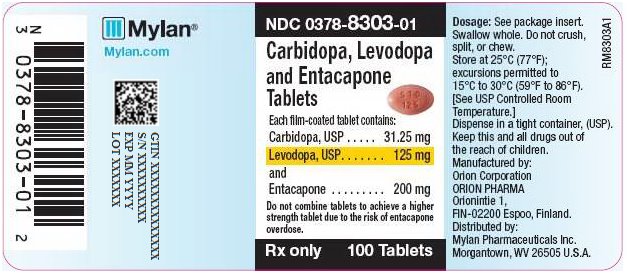Carbidopa, Levodopa and Entacapone Tablets 31.25 mg/125 mg/200 mg Bottle Label