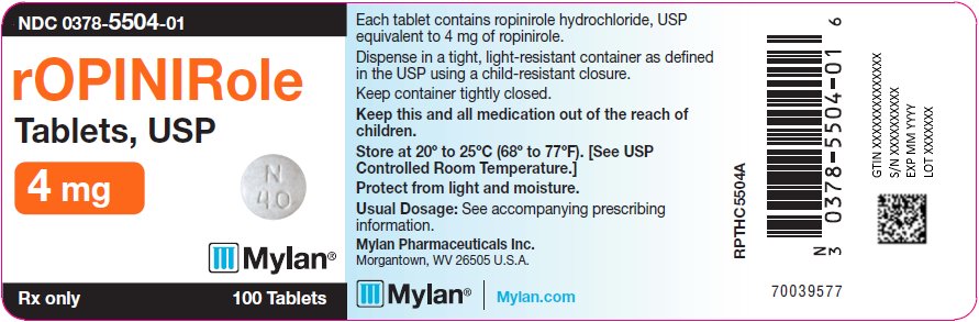 Ropinirole Tablets, USP 4 mg Bottle Label