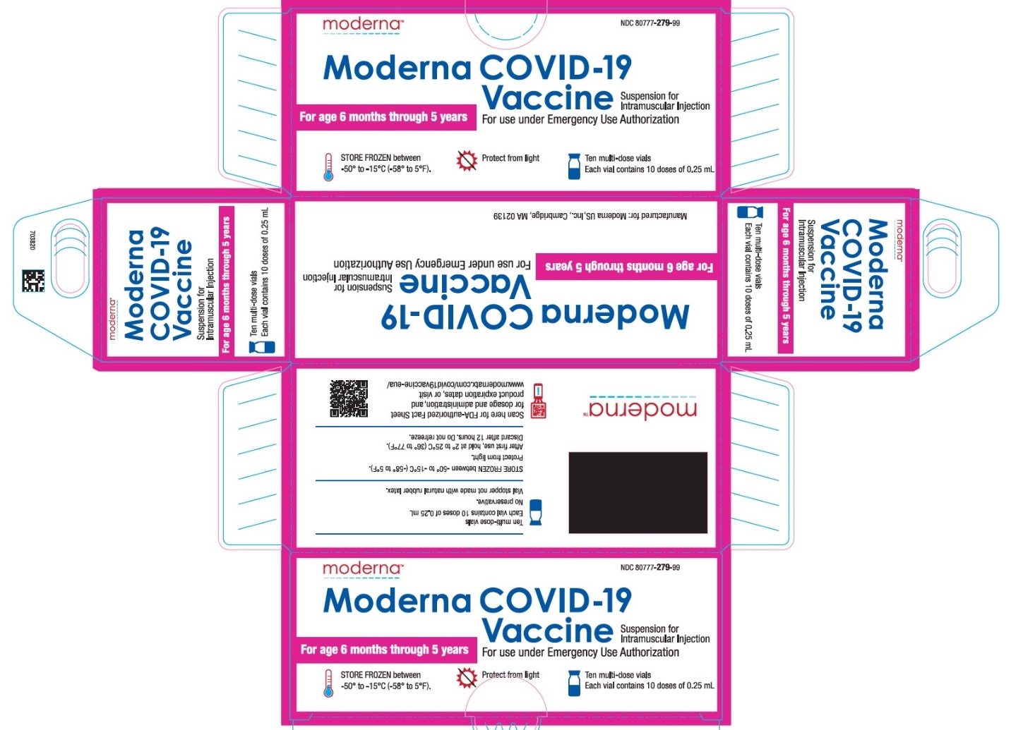Moderna COVID-19 Vaccine Suspension for Intramuscular Injection for use under Emergency Use Authorization-Age 6mo through 5y Multi-Dose Vial (10 doses of 0.25 mL)