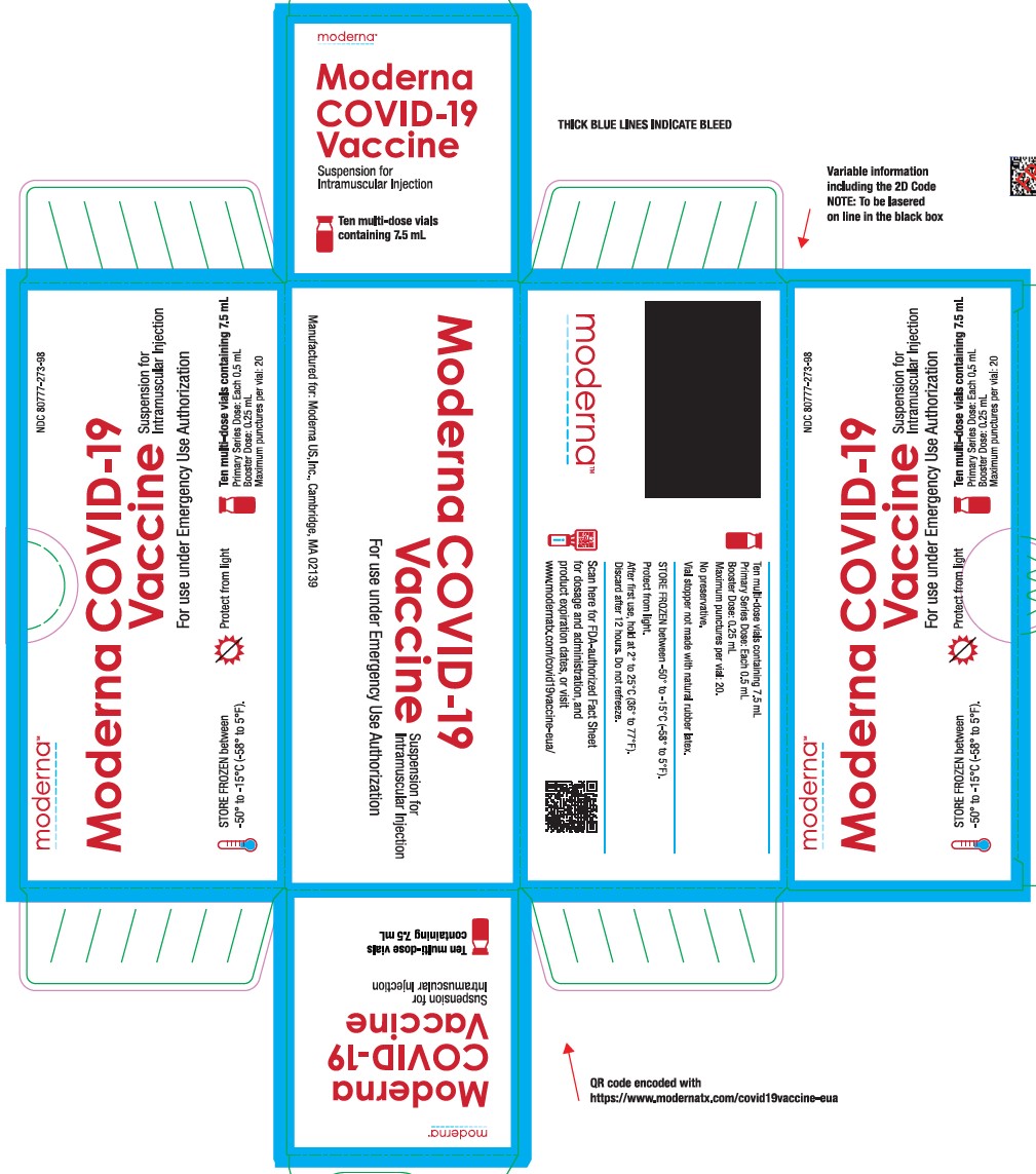 Moderna COVID-19 Vaccine Suspension for Intramuscular Injection for use under Emergency Use Authorization 7.5 mL Carton