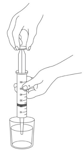 Refill the syringe with an additional 20 mL water