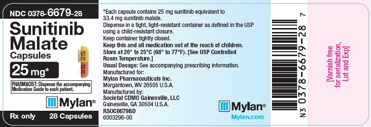 Sunitinib Malate Capsules 25 mg Bottle Label
