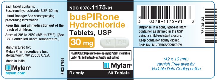 Buspiron Hydrochloride Tablets 30 mg Bottle Label