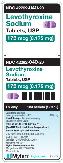 Levothyroxine Sodium 175 mcg (0.175 mg) Tablets, USP Unit Carton Label