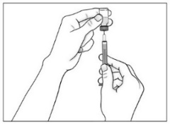Draw up into inverted syringe