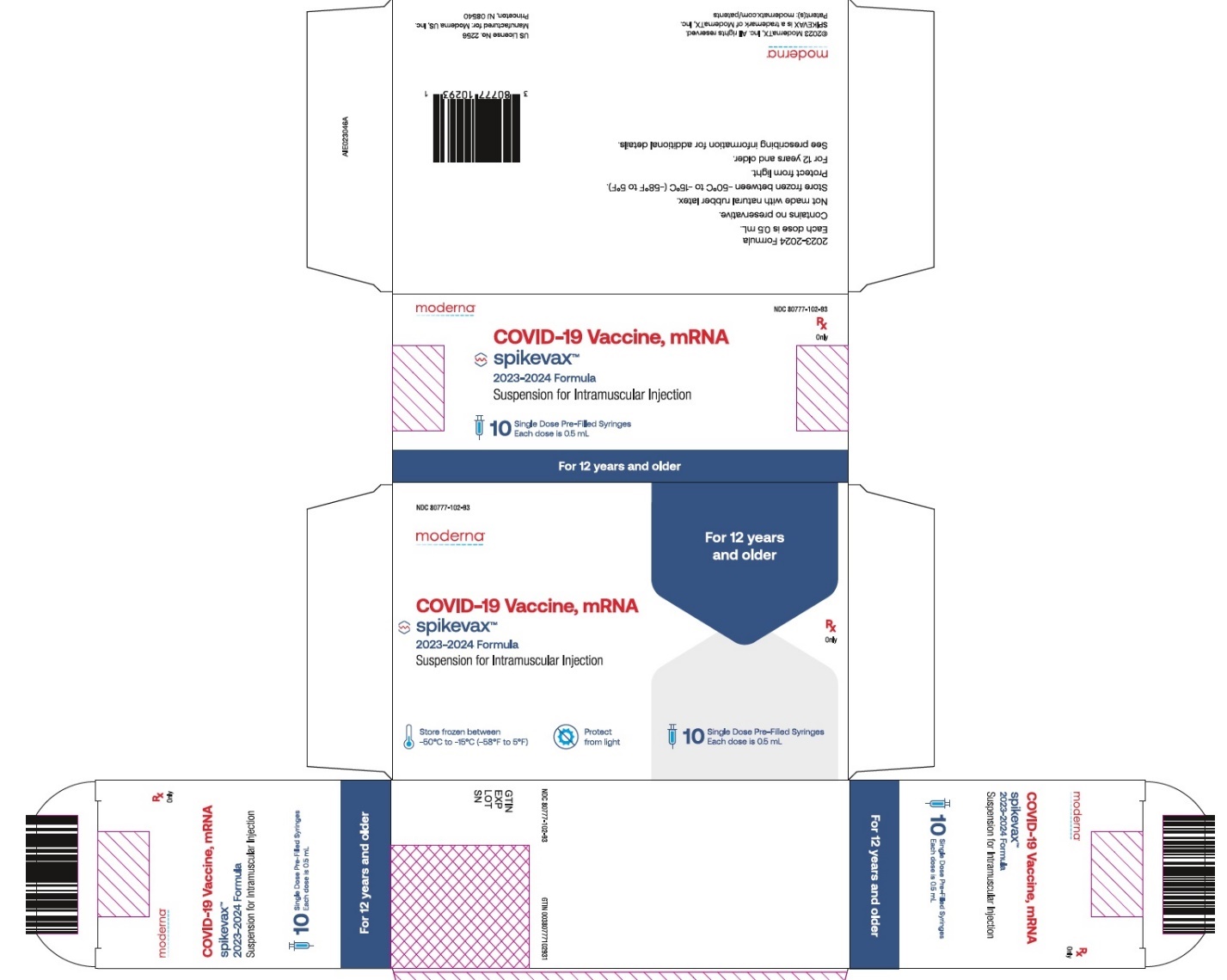Spikevax (COVID-19 Vaccine, mRNA) 2023-2024 Formula Suspension for Intramuscular Injection Single Dose Pre-Filled Syringe Carton 0.5 mL (80777-102-93)