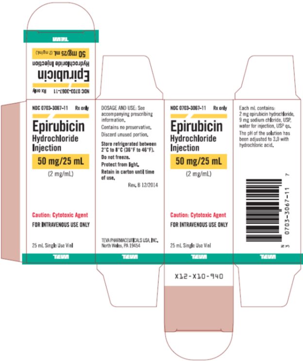 Epirubicin Hydrochloride Injection 2 mg/mL, 25 mL Single Use Vial Carton