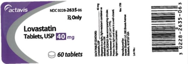 Lovastatin Tablets USP 40 mg, 60s Label