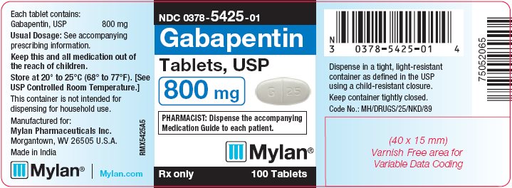 Gabapentin Tablets, USP 800 mg Bottle Label