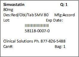 Simvastatin 80mg 1 count packet label