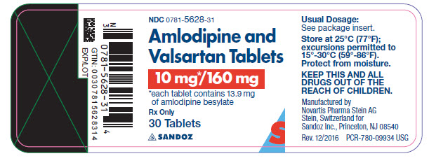 Amlodipine and Valsartan Tablets 10mg/160mg label