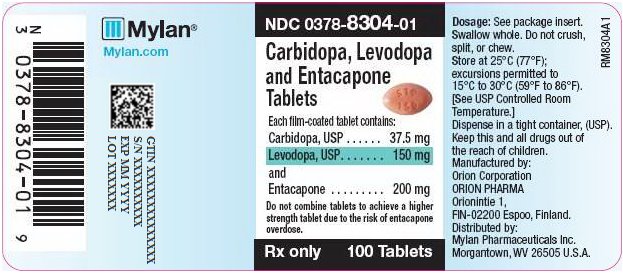 Carbidopa, Levodopa and Entacapone Tablets 37.5 mg/150 mg/200 mg Bottle Label