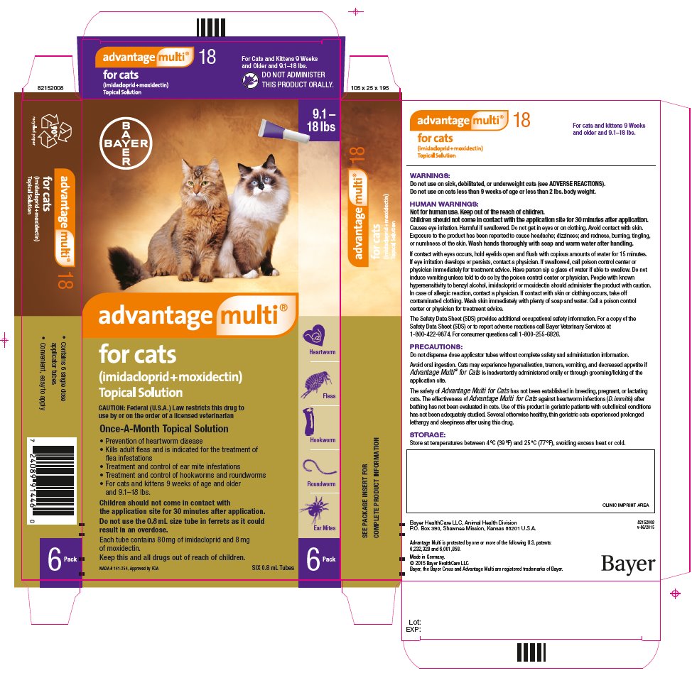 advantage multi for cats (imidacloprid + moxidectin) Topical Solution label - 9.1-18 lbs cats
