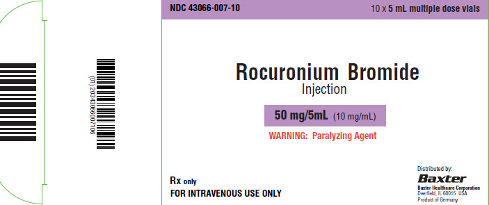Rocuronium Representative Carton Label 50mg 43066-007-10 3 of 4