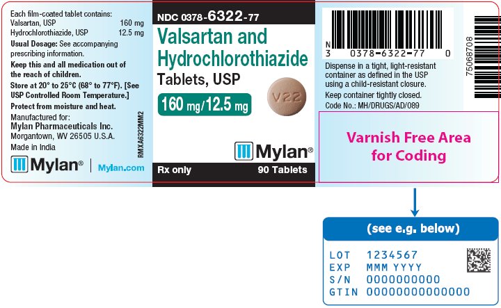 Valsartan and Hydrochlorothiazide Tablets 160 mg/12.5 mg Bottle Label