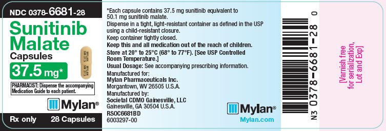 Sunitinib Malate Capsules 37.5 mg Bottle Label