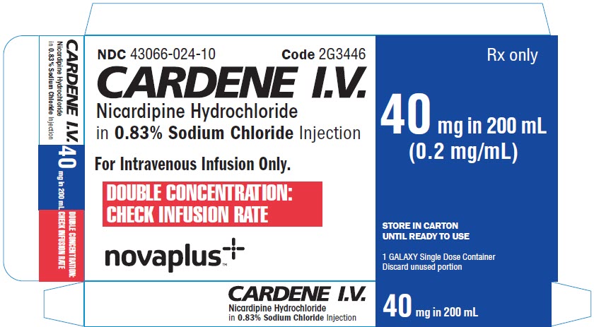 CARDENE Representative 40 mg Carton Label 1 of 2 NDC 43066-024-10