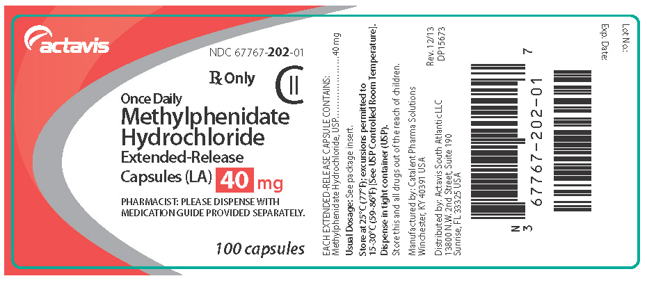 Methylphenidate Hydrochloride Extended-Release Capsules (LA) CII 40 mg, 100s Label