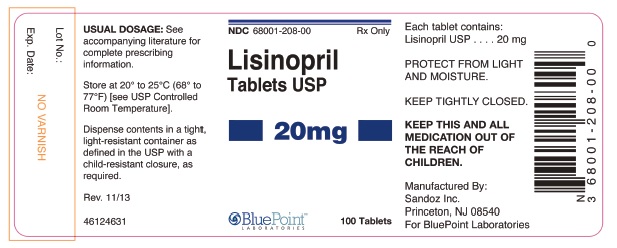 Lisinopril Tablets 20mg 100ct Rev1113