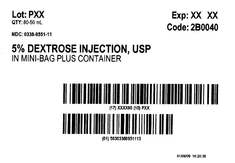 5% Dextrose Injection, USP Carton Label  NDC 0338-0551-11