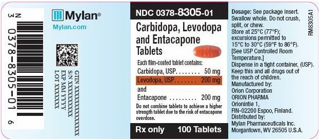 Carbidopa, Levodopa and Entacapone Tablets 50 mg/200 mg/200 mg Bottle Label
