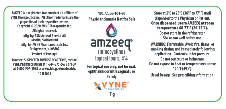 Amzeeq (minocycline) topical foam, 4% physycian sample label