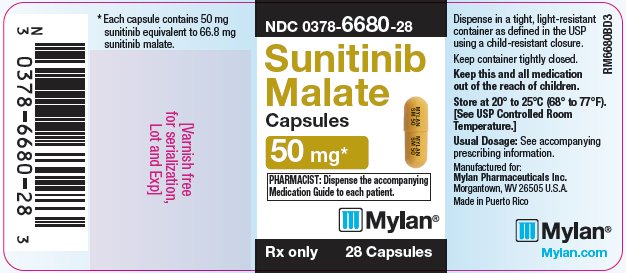 Sunitinib Malate Capsules 50 mg Bottle Label