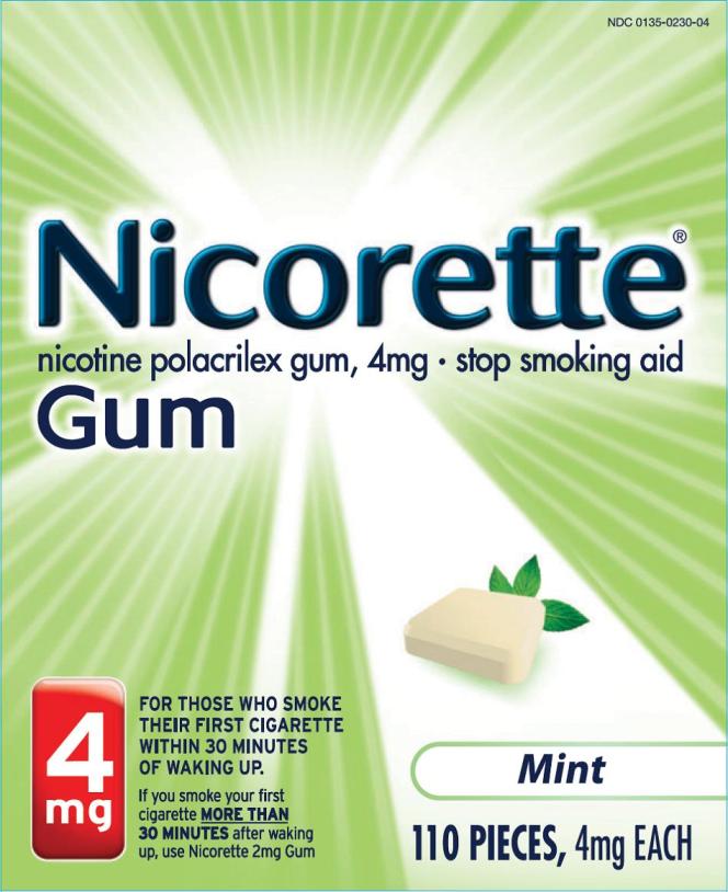 Nicorette Mint Gum 4mg 110 count carton